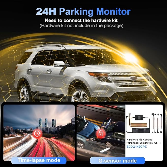 Dash Cam Front Rear,4K HD Dual Dash Camera for Cars,Included 64GB Card,Built-in Wi-Fi GPS 5G,170°Wide Angle,3.2" IPS Screen,Night Vision,Loop Recording,HDR,App Control,24H Parking Mode