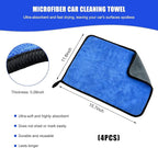 4PCS Microfiber Towels for Car, 12" x 16" 600GSM Cleaning Rags Ultra Absorbent Dusting Cloth, Scratch-Free Drying & Detailing Towel Wash Cloths for Car Interior & Exterior