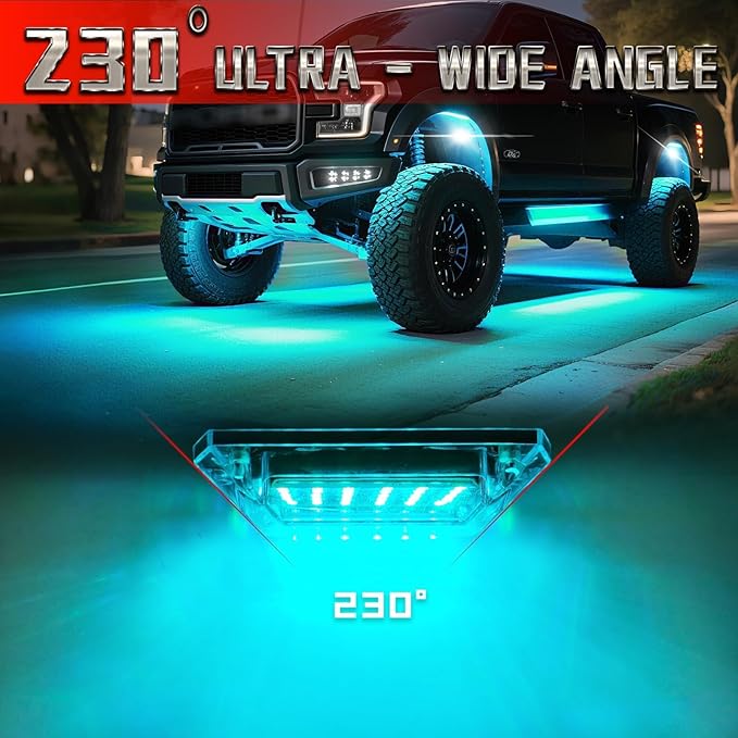 20 Pods Full Angle RGBW LED Rock Lights for Truck Jeeps RV Pickup Offroad UTV SUV Van, Upgraded RGB Waterproof Multicolor Neon Underglow Kit with APP/RF Remote Vehicle Underbody Light Underneath 12V