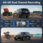 SIXTOP 4K Dash Cam Front and Rear, 4K+2K Dual Dash Camera for Cars, ADAS, 5.8GHz WiFi GPS 64GB Card Included, Night Vision, 3.16'' IPS Screen G-Sensor 24H Parking Mode Loop Recording Wide Angle