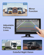 RV Backup Camera System with Carplay, Wired Security 1080P Cameras with 10.1 inch Android Auto 6 CH Touch Screen, GPS Navigation Loop Recording DVR for RV Semi Truck Trailer Camper