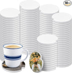 Frienda Ceramic Car Sublimation Blanks Cupholders Sandstone for Car Cup with Finger Notch for Easy Removal Ceramic Auto Cupholder Keep Vehicle from Cold Drink Sweat Stain Spill(50 Pieces)