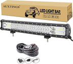 AUXTINGS 22 inch 324W LED Light Bar Triple Row Spot Flood Combo Beam Off Road Lights Waterproof Work Light with Wiring Harness for Jeep Trucks SUV ATV UTV Boat Lights, 12V 24V