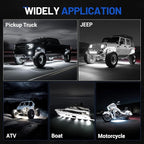 16 Pods 6500k White Rock Lights, IP68 Waterproof 36 LEDs SMD Chips Underglow Kit for Truck Pickup SUV UTV ATV RZR Car Boats