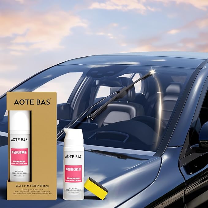 Windshield Cleaner Oll Film Remover & Rain Repellent for Car- Abrasive Glass Cleaner Remove- Oily Stains & Remains of Other Coatings