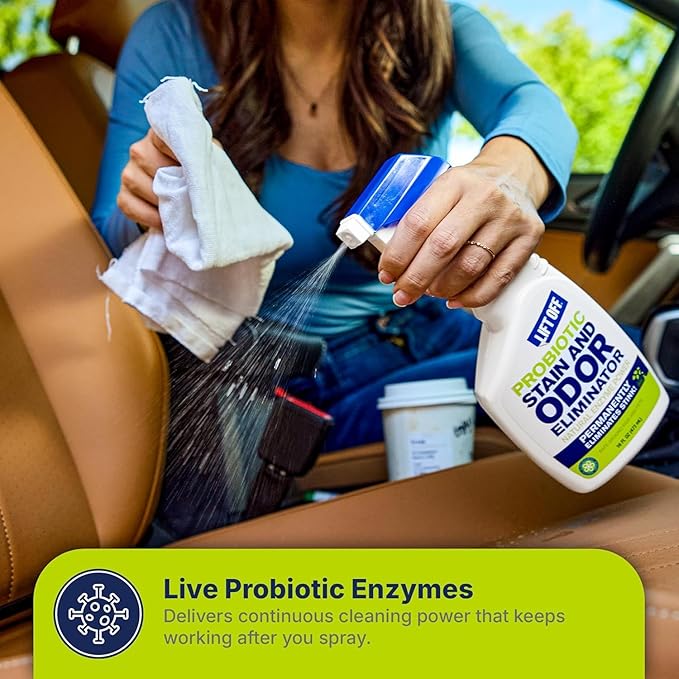 Lift Off 45006 Probiotic Stain and Odor Eliminator Spray – Powerful Natural Enzyme Carpet Cleaner and Pet Odor Eliminator for Urine, Upholstery, and Hard Floors, Safe Around Kids and Pets – 16 Fl Oz