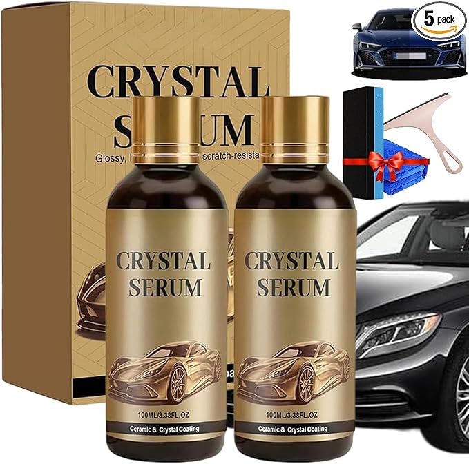 Car Ceramic Coating Agent, Crystal Serum Ceramic Coating, Ceramic Car Coating Kit - Crystal Serum, Advanced Graphene Ceramic Coating for Cars, 9H Graphene Coating for Auto Car Detailing (2Sets)