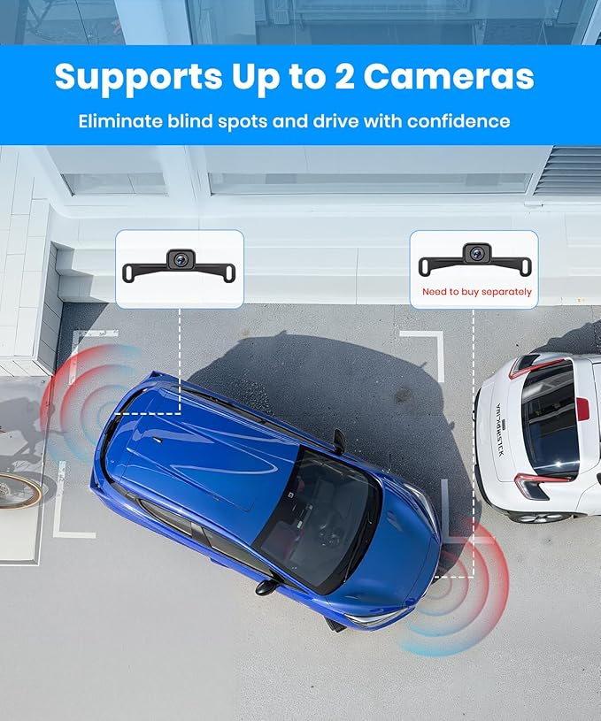 AUTO-VOX Wireless Backup Camera: 5" 1080P HD Dual-Channel Monitor, Easy Installation,Stable Digital Transmission Signal,IP69K Waterproof Night Vision Back Up Camera for Truck,SUV,Pickup,Car,Trailer