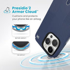 Speck Presidio 2 Grip iPhone 16 Pro Max Case - MagSafe and ClickLock - Slim Coastal Blue/Dust Grey