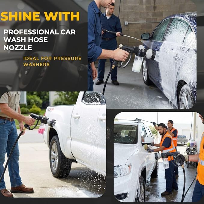 9‑Pattern Foam Sprayer Nozzle with Built‑in Soap Dispenser – High‑Pressure Adjustable Gun for Car Wash, Lawn Watering & Outdoor Cleaning
