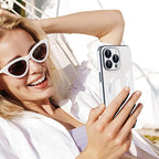 Guppy Compatible with iPhone 16 Pro Case Magnetic, with Full Camera Lens Protector [Compatible with MagSafe] Scratch Resistant Gradient Glass Back Cover Phone Case-White