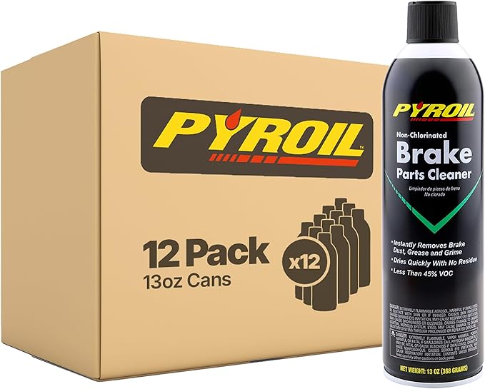 Pyroil Non-Chlorinated Brake Parts Cleaner, Low VOC, Instantly Removes Brake Dust, Grease & Grime, Quick Drying, 13 Oz (Pack of 12)