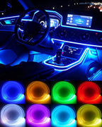Interior Car LED Strip Lights, 5M 16FT Ambient Lighting Kits, Button Switch & APP Bluetooth Control, Music Sync Fiber Optic Cars Interior Neon Light Strip, USB 5V for Car Inside Decoration