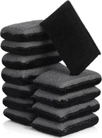 Mudder 12 Pcs Car Interior Scrubbing Sponge 5'' x 3'' Fiber Car Wax Applicator pad Household Cleaning Sponges for Leather Car Seat Couch Cleaning (Gray Black)