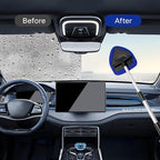 Qydipclin 10pcs Windshield Cleaner Tool, Car Window Cleaning Wash Kit with 4 Reusable Microfiber Pads 1 Spray Bottle and Extendable Handle Auto Glass Wiper Kit, Blue&Gray