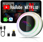 [8G+128G] Carplay Ai Box for BMW/Porsche/Other Cars,Fast Car Video Box Android 13 System Adapter Magic Portable Head Unit,Support Voice Assistant/SIM&TF Card/Online Netflix/YouTube/Disney+/Hulu/GPS/