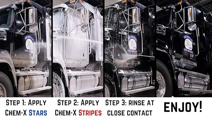 Chem-X Stars + Stripes: The Ultimate Touch Free Vehicle Wash, Removes Road Film, Grime and Oxidation, No Contact Wash for Trucks Fleets Equipment and Cars - 1g each