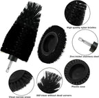 8 Pcs Drill Brush Attachment Set, Power Cleaning Scrub Brush Kit with Extend Long Attachment, All Purpose Drill Scrub Brushes for Car, Grout, Floor, Tub, Bathroom and Kitchen (Black)