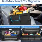 MEI&CO Car Trunk Organizer - 2.5mm PP Board Built, 35L Leakproof Cooler, 105L Capacity, 2 Tie-Down Straps, 4 Adjustable Dividers, Foldable Design for SUVs, Trucks, and Cars