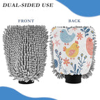 YETTASBIN Chicken 2PCS Car Wash Mitts, Ultra Absorbent Chenille Microfiber Car Washing Gloves, Scratch-Free Lint-Free Auto Cleaning Mitt, Machine Washable Elastic Cuff Car Wash Sponge