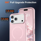 SUPFINE Magnetic for iPhone 17 Pro Max Case with Screen Protector (Compatible with MagSafe)(Military Grade Drop Protection) Translucent Matte Shockproof with Anti-Fingerprint Phone Cover,Light Pink