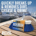 Medium Boat Deck Brush, Heavy-Duty Marine Brush Head, 8" Bristle with Bumper, 3/4" Thread Handle, for RV, Truck, and Auto Cleaning