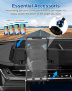 Autorder Phone Holder Mount for Jeep Grand Cherokee 2022 2023 2024 2025/Grand Cherokee L 2021 2022 2023 Center Console Dashboard Organizer with Phone Stand with Anti-Slip Mat