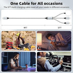 Travel Essentials 3in1 USB C Multi Charging Cable for iPhone Watch Charger,USB C to Type C/IP/iWatch Charger, Charging Cords for Multiple Devices Compatible with iWatch Series&iPhone 16-12 5FT