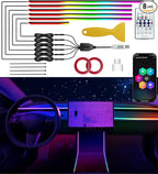 KENANEK 55.12Inch 6in1 Tesla Interior Lights, 5V USB & Type-C Powered, Acrylic Interior Car LED Strip Lights, App Controlled Music Sync, OEM-Style Ambient Lighting with Dreamcolor Effects