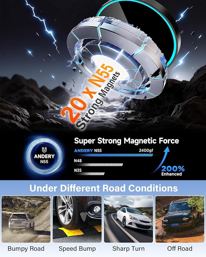 Phone Holder for VW Volkswagen Atlas/Altas Cross Sport 2024 2025 Accessories 12-Inch Screen Fixed Clip, Car Magnetic Phone Mount Compatible with MagSafe, Magnets Fast Wireless Charger Cell Phone Base