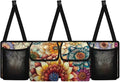 Mexican Dahlias Backseat Trunk Organizer for Car Mandala Flowers Trunk Storage Bag with Extra Storage Space for SUVs,Trucks,Vans