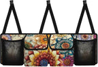 Mexican Dahlias Backseat Trunk Organizer for Car Mandala Flowers Trunk Storage Bag with Extra Storage Space for SUVs,Trucks,Vans