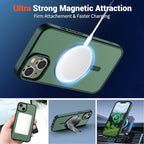 SUPFINE Magnetic for iPhone 15 Plus Case & iPhone 14 Plus Case(Compatible with MagSafe)(Military Grade Drop Protection) Slim Translucent Shockproof with Anti-Fingerprint Phone Case,Forest Green