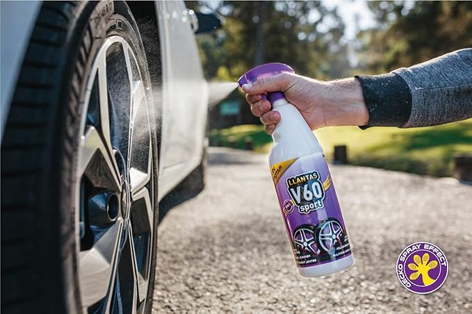 Sisbrill V60 Sport Wheel and Tire Cleaner Spray – pH Neutral Car Wheel Cleaner, Gecko Spray Effect, Safe Brake Dust Remover – 1.3 Gal