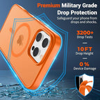 SUPFINE Magnetic for iPhone 16 Pro Max Case with Screen Protector (Compatible with MagSafe) (Military Grade Drop Protection) Translucent Matte Shockproof Phone Cover,Starry Orange