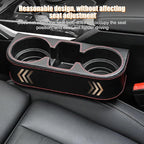 Car Seat Gap Filler Organizer with Cup Holder, Leather Multifunctional Vehicle Front Seat Crevice Storage Box Bag, Automotive Console Side Bucket Pocket, Universal Fit (Beige)
