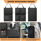 FINPAC Car Trunk Organizer and Storage, Detachable Seat Back Hanging Organizers Storage with Zippers, Large Capacity Car Accessories Interior for Jeeps, SUVs, Vans (Black)