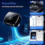 2026 Upgrade Wireless CarPlay Adapter & Android Auto, 2-in-1 CarPlay Adapter Convert Wired to Wireless, Mini Size with USB A & USB-C Extension Cable, Plug & Play, Stable Connection & No Delay (Black)