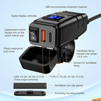Nilight Motorcycle USB Type C Port 12V Voltmeter Independent On Off Switch SAE Inline 10A Fuse Waterproof 6.8A QC3.0 Fast Phone Tablet for 7/8inch Handlebar