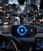 Wireless Car Charger Mount, Auto-Clamping Phone Holder with Fast Charging – Wireless Cell Phone Charging Car Mount for iPhone & Android (Rear Mirror Mount)