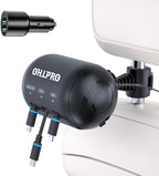 OHLPRO 3-in-1 Retractable Backseat Car Charging Station, 15W Fast Car Charger for All Phones (iPhone, Samsung), Ideal for Lyft, Turo, Uber, Taxi, Rideshare, Customer Charging Dock Attach to Headrest