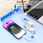 iPhone Charger [Apple MFi Certified] Apple Charger Cord 2Pcak 6FT Lightning Cable Fast Charging with Wall Charger Block Travel Plug Brick Adapter for iPhone 14/13/12/11/XS/XR/SE/7/8/8 Plus/AirPods