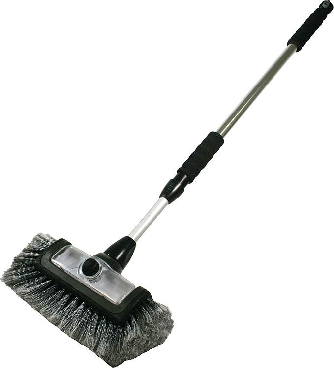 Carrand 93977 Flow-Thru 10" Quad Power Wash Soap Mixing Brush with 55" Aluminum Extension Pole , Black
