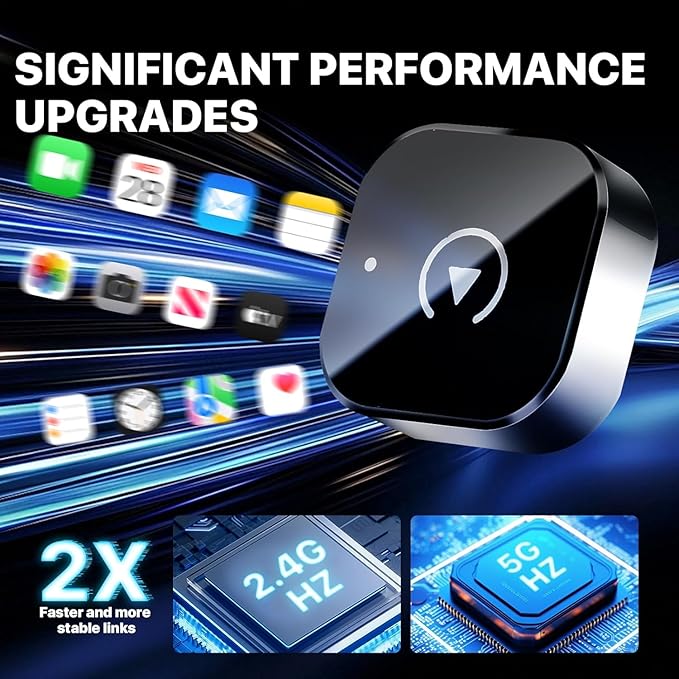 Wireless CarPlay Adapter, 2026 Mini CarPlay & Android Auto Wireless Adapter 2-in-1