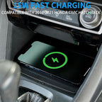 Xipoo Wireless Charger Pad Compatible with 2016-2021 Honda Civic Magnetic Car Wireless Charger Fast Charging Tray Replacement for 2016-2021 Honda Civic Accessories