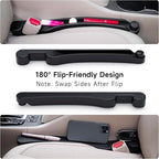 Givifive Car Seat Gap Filler Set of 2, 3IN1 Seat Side Gap Filler Plug with Storage Slot & Hook Function, Soft Foam Universal Fit Car SUV Truck Fill Gap Between Seats Console Organizer（Narrow Black）