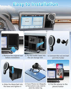 PZK Car Phone Holder for Ford Maverick 2022 2023 2024 Accessories with Strong Magnetic 15W Fast Wireless Charger Magsafe Car Phone Mount with Cubby Stroage Box Trunk Dash Mount 360° Rotation
