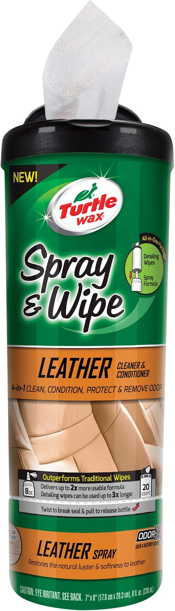 Turtle Wax 50941 Spray & Wipe Leather Cleaner & Conditioner