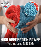 McKillans® Extra Large Dual-Color Car Drying Towel XL - Edgeless & Ultra Soft & Absorbent - 36" x 28" - 1200 GSM Twisted Loop Microfiber Towel for Cars - Drying Towel Car Detailing - Car Wash Towels