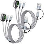 Travel Essentials 3 in 2 Charging Cable for Apple iWatch Charger (2Packs 5FT), UB-A/USB-C Multi Charging Cable/Cord for All Devices Compatible for iWatch Ultra/SE/10-1, iPhone16 15 14, Android, More
